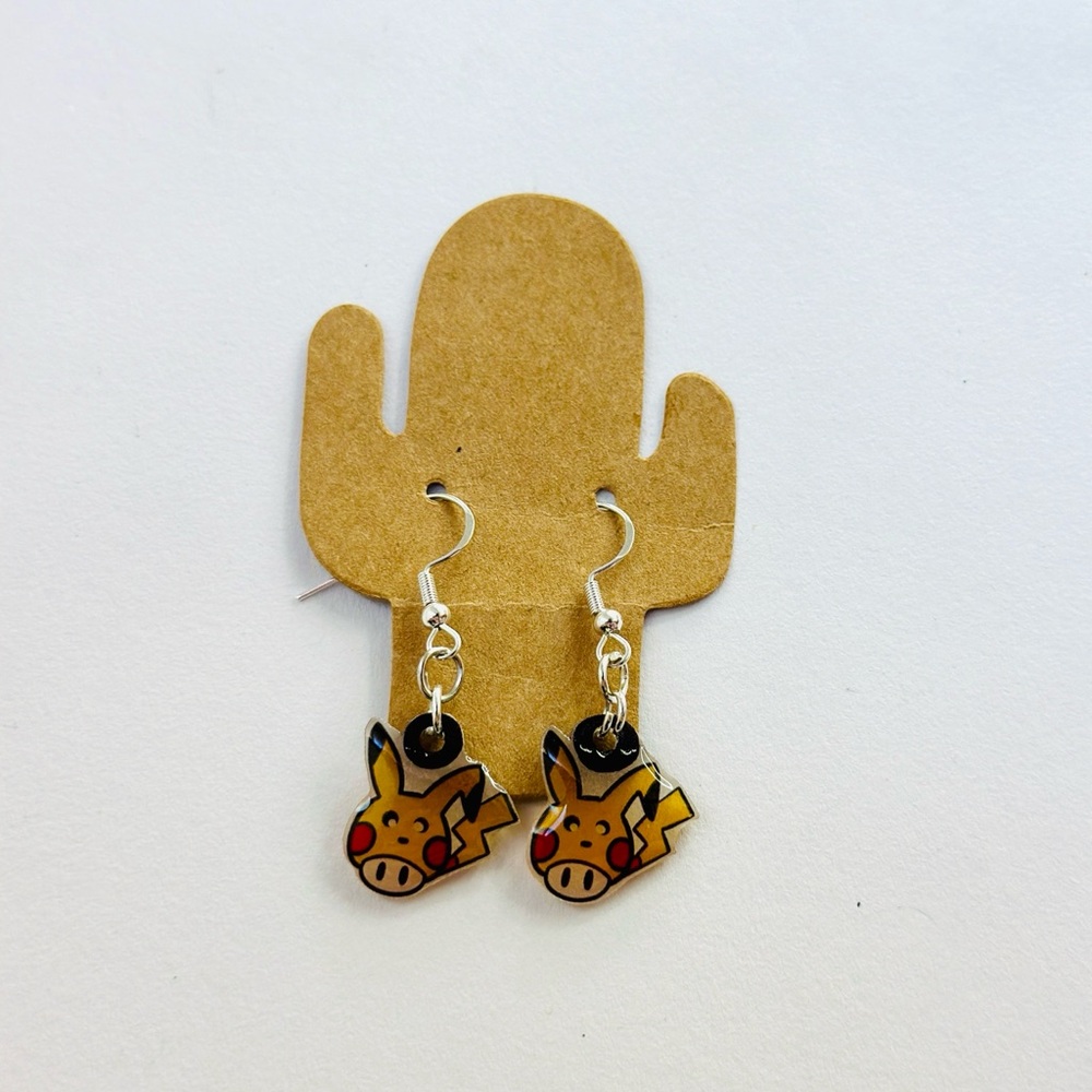 Pikachu Mario mushroom earrings